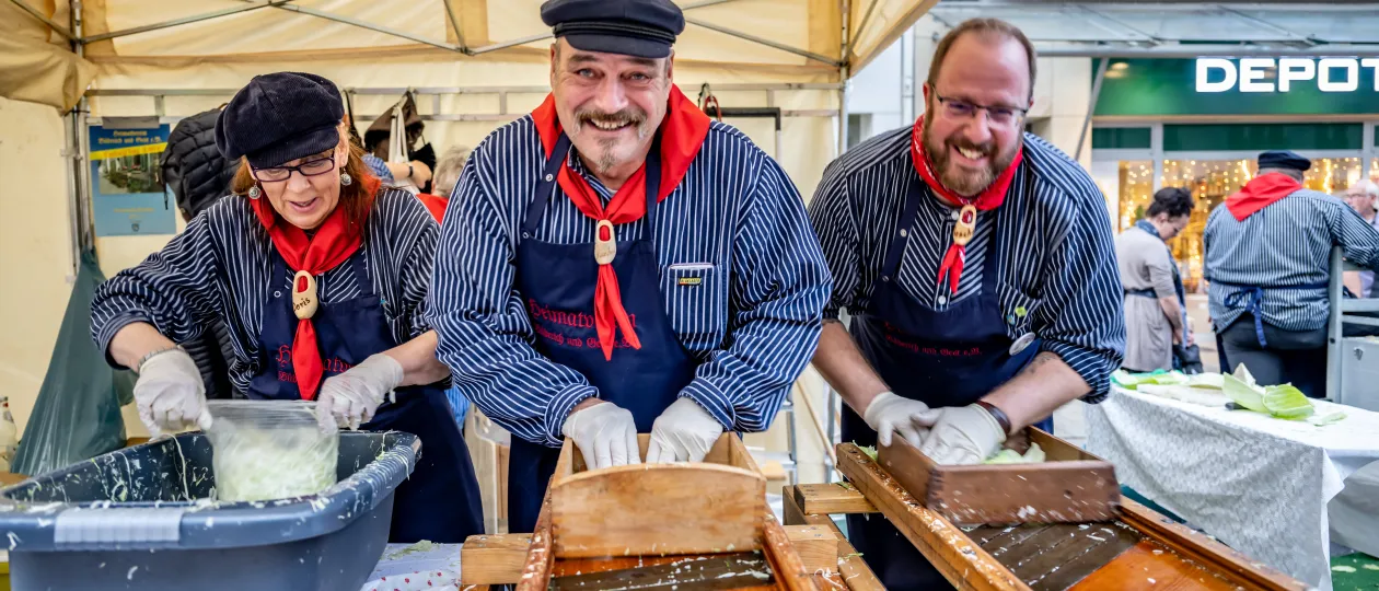 Kappesbauern auf dem mittelalterlichen Markt zum Hansefest in Wesel