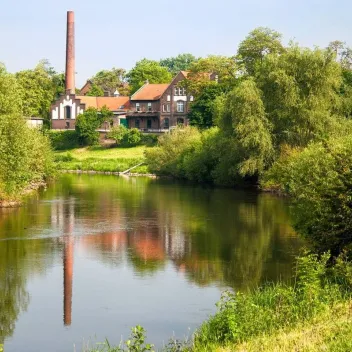 Ansicht des alten Stadtwerke Wasserwerk an der Lippe als Industriedenkmal