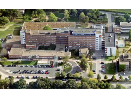 Luftaufnahme des Ev. Krankenhauses in Wesel